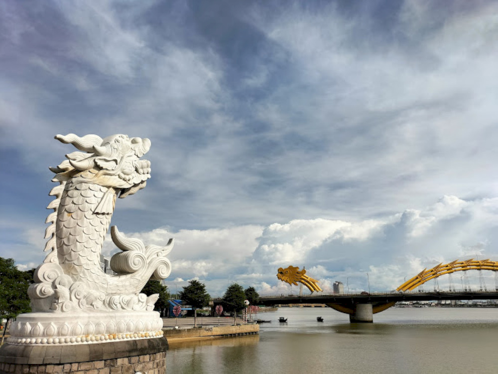Spectacular view from Molly’s Coffee, allowing you to see Koi Fish Turning into a Dragon Sculpture and Dragon Bridge